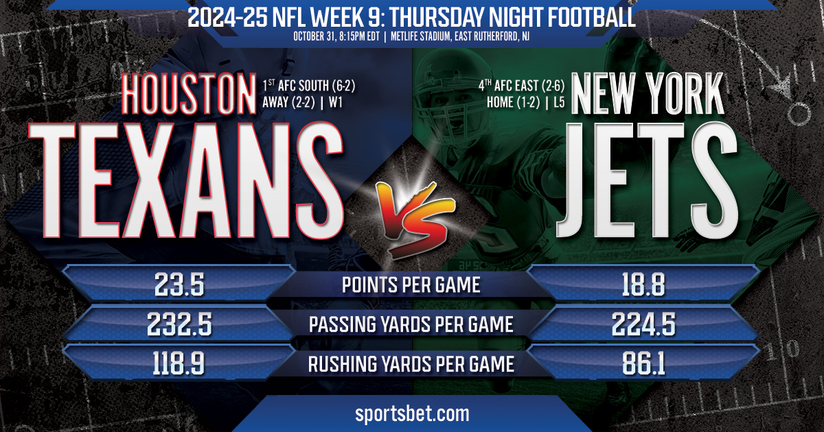 2024-25 NFL Week 9 Match Preview - Houston vs. New York: Can the Texans knock the Jets at MetLife?